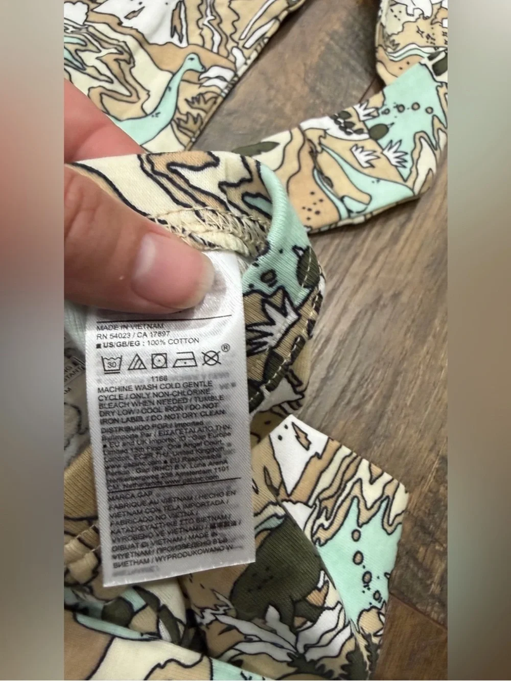 Baby Gap Organic Cotton Pajama Set, Size 3T, Dinosaur Print, Brown White, NEW